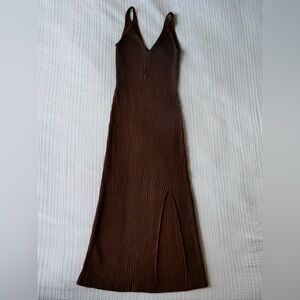 Abercrombie & Fitch Brown Ribbed Maxi Dress